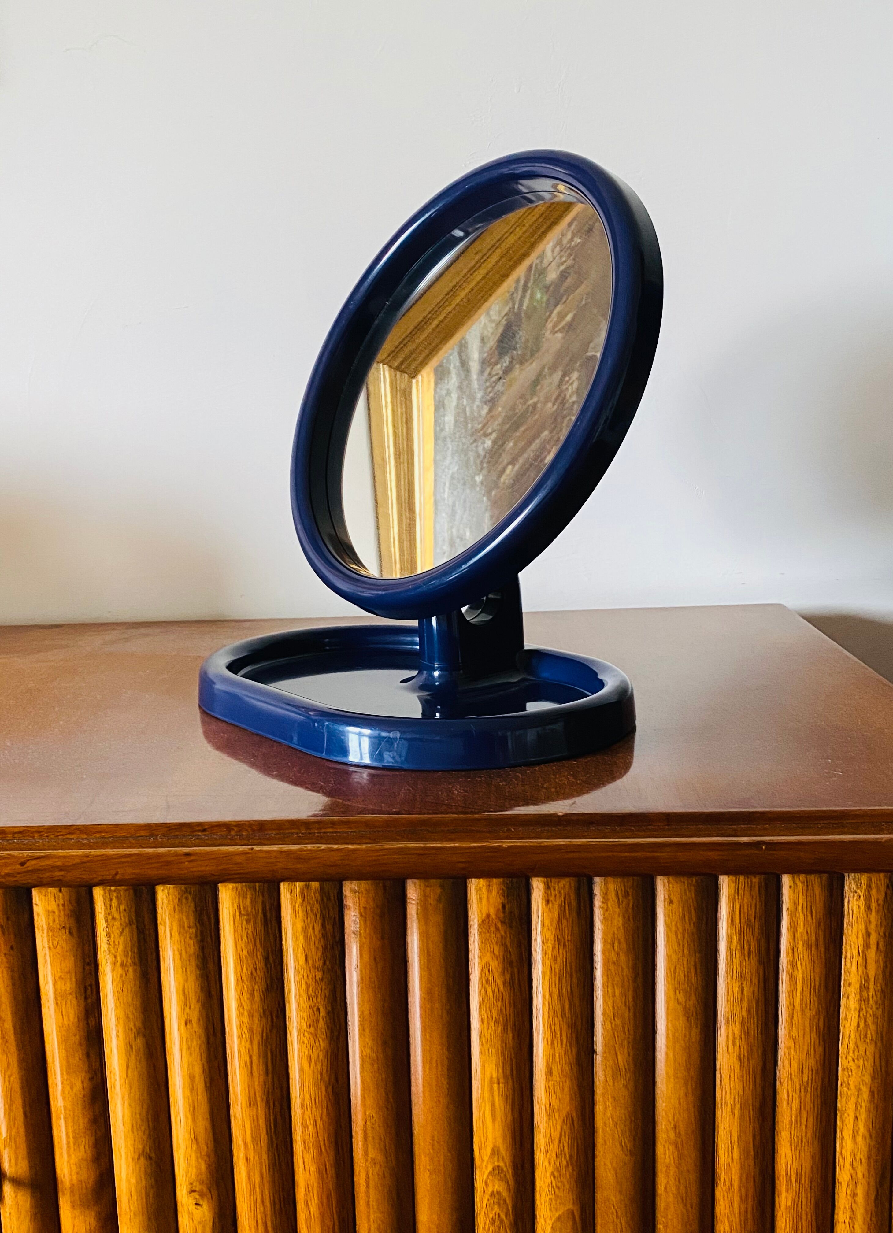 Olaf von Bohr, Blue Table Mirror, Gedy Italy, ca. 1970
