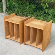 Pair of vinyl furniture, Scandinavian bedside tables in solid wood
