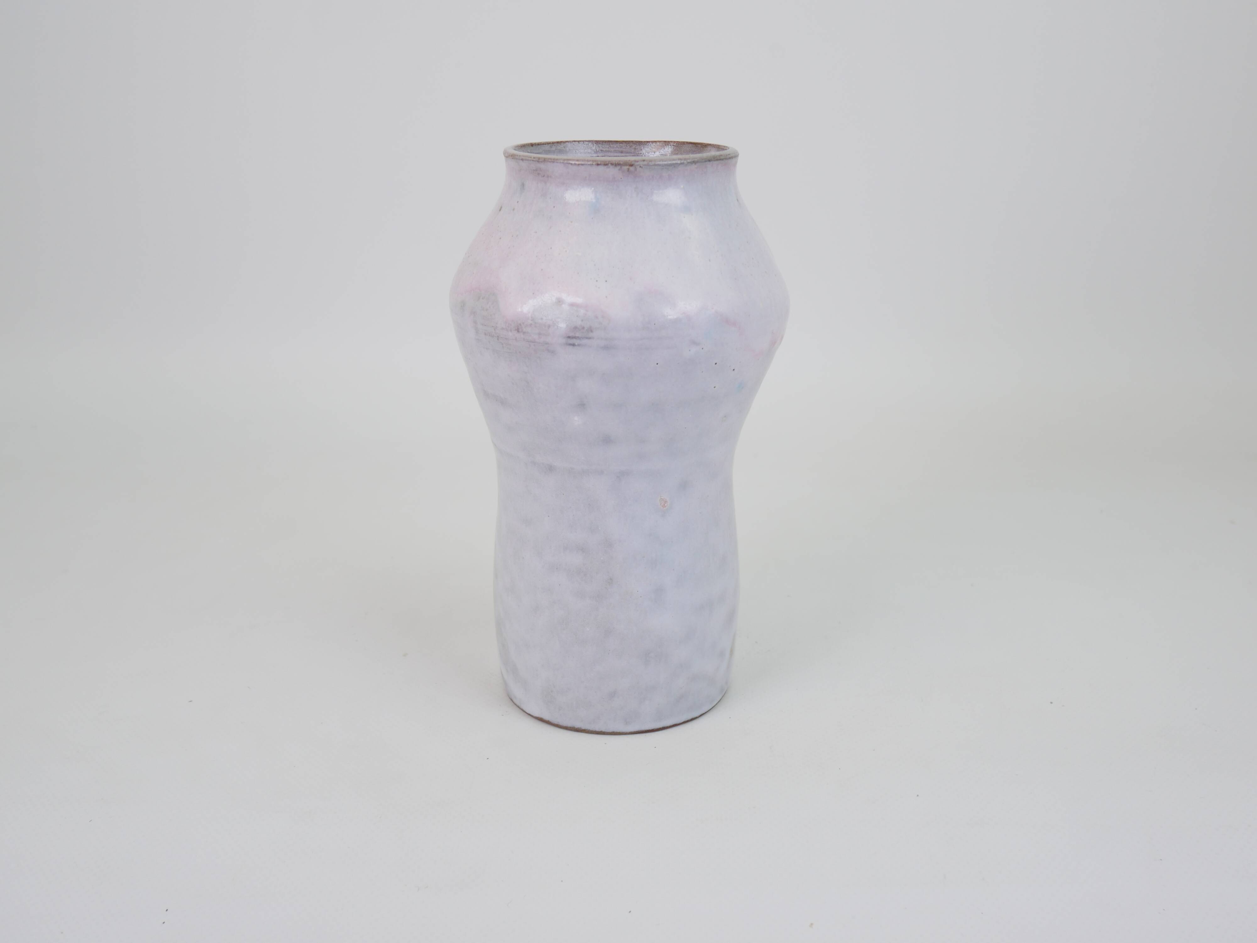 White-pink glazed ceramic vase