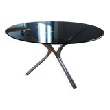 Space Age 1970s chrome and glass round table