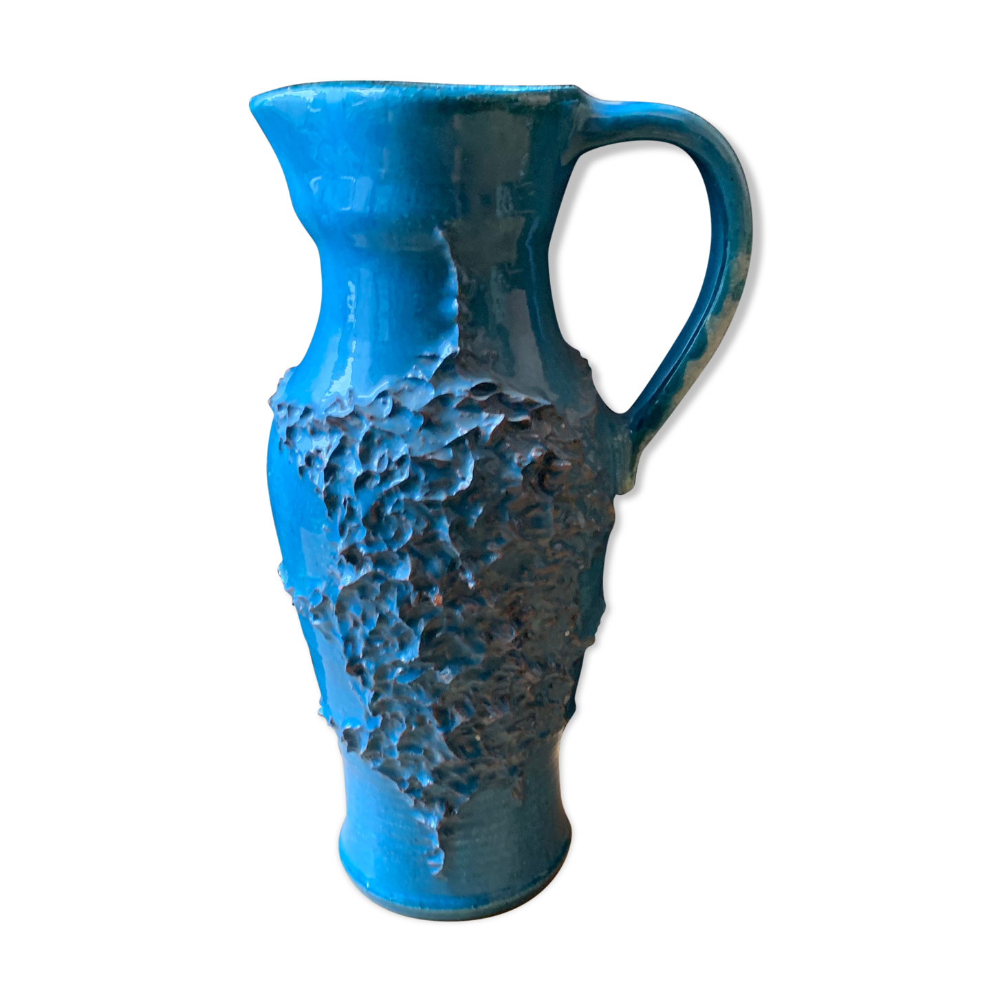 Large pitcher blue enamelle ceramic vase