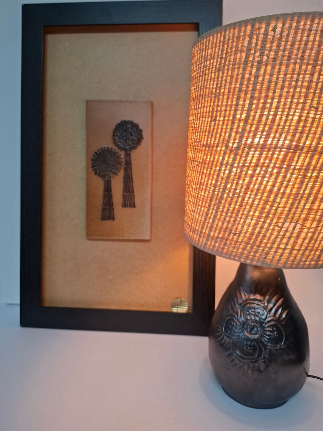 Vintage brutalist ceramic lamp