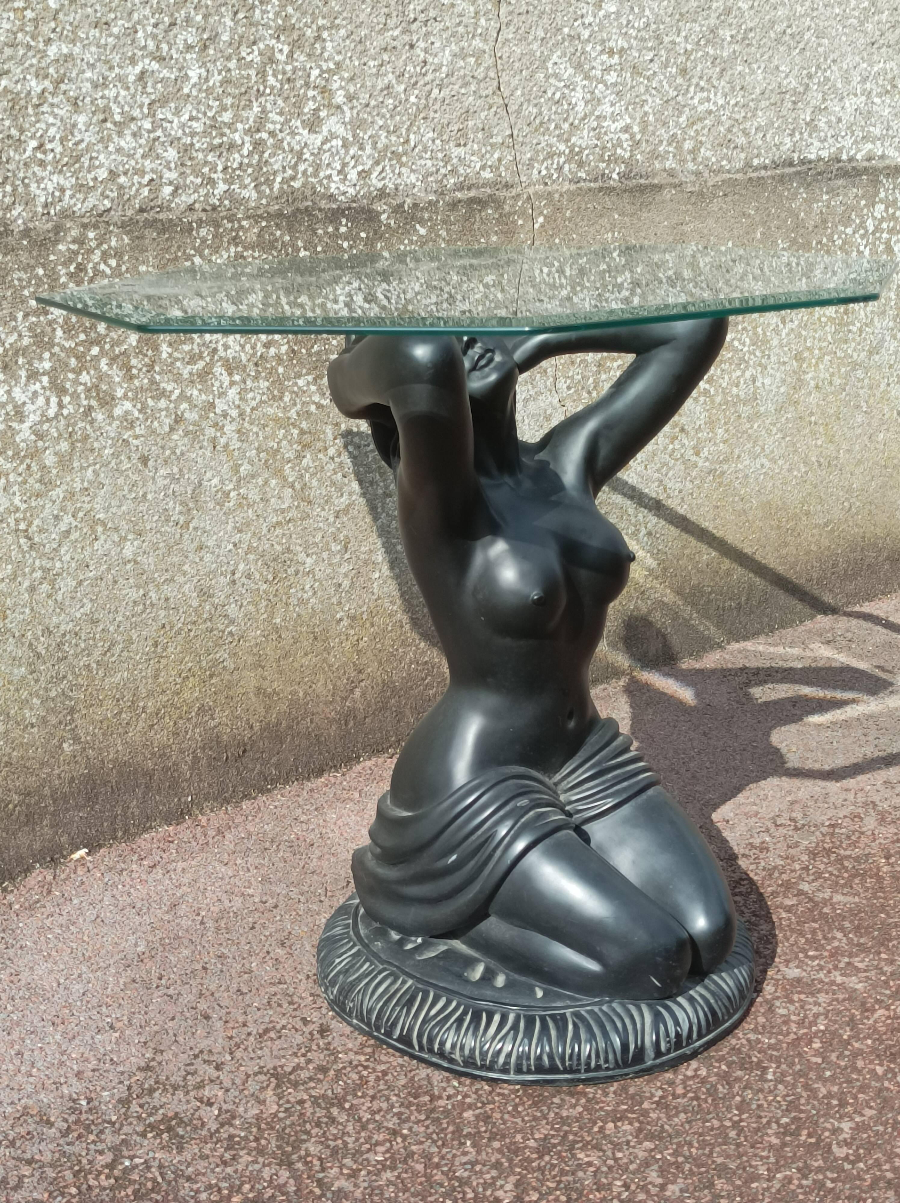 Side coffee table vintage beveled top