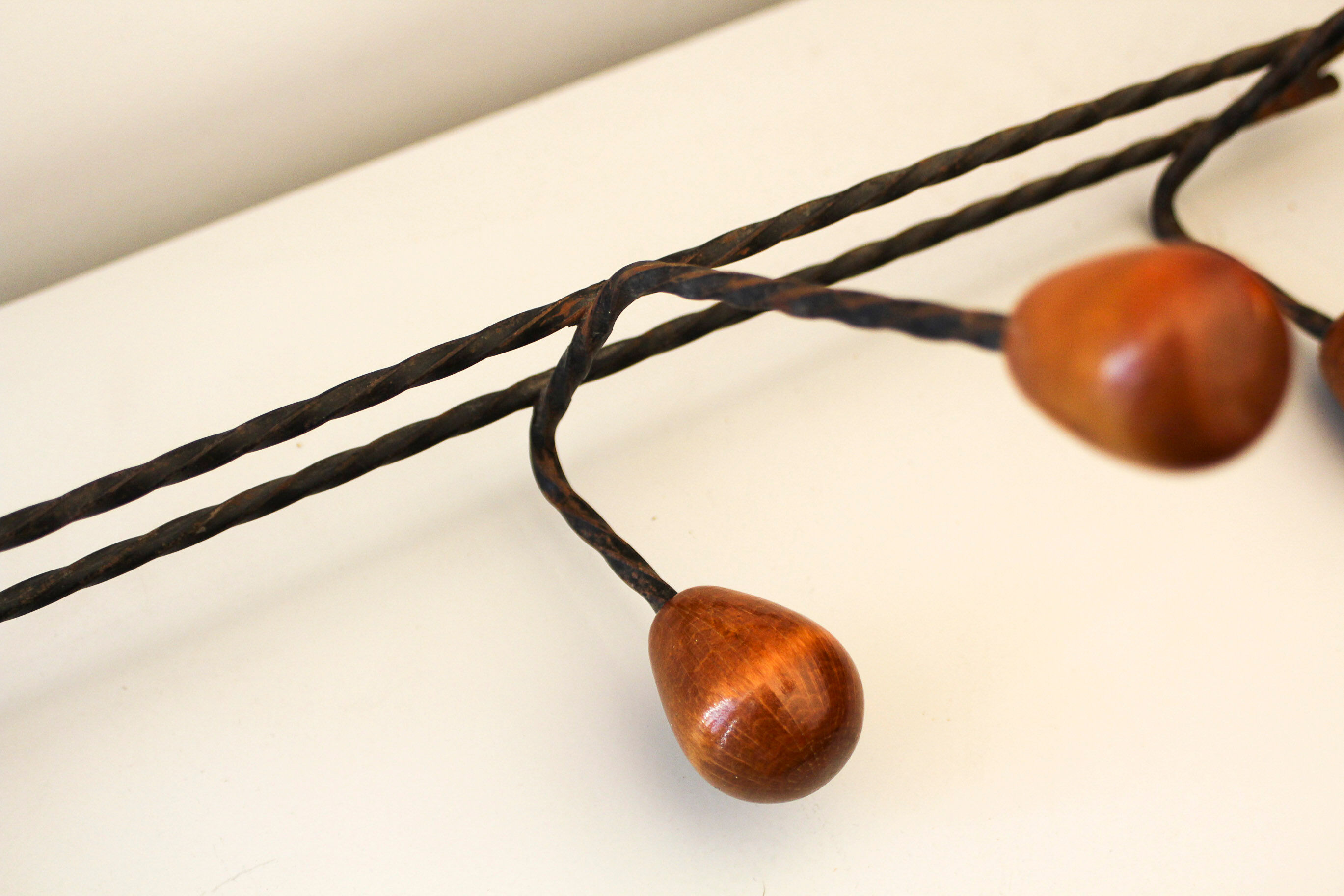 Wall coat rack iron and vintage wood