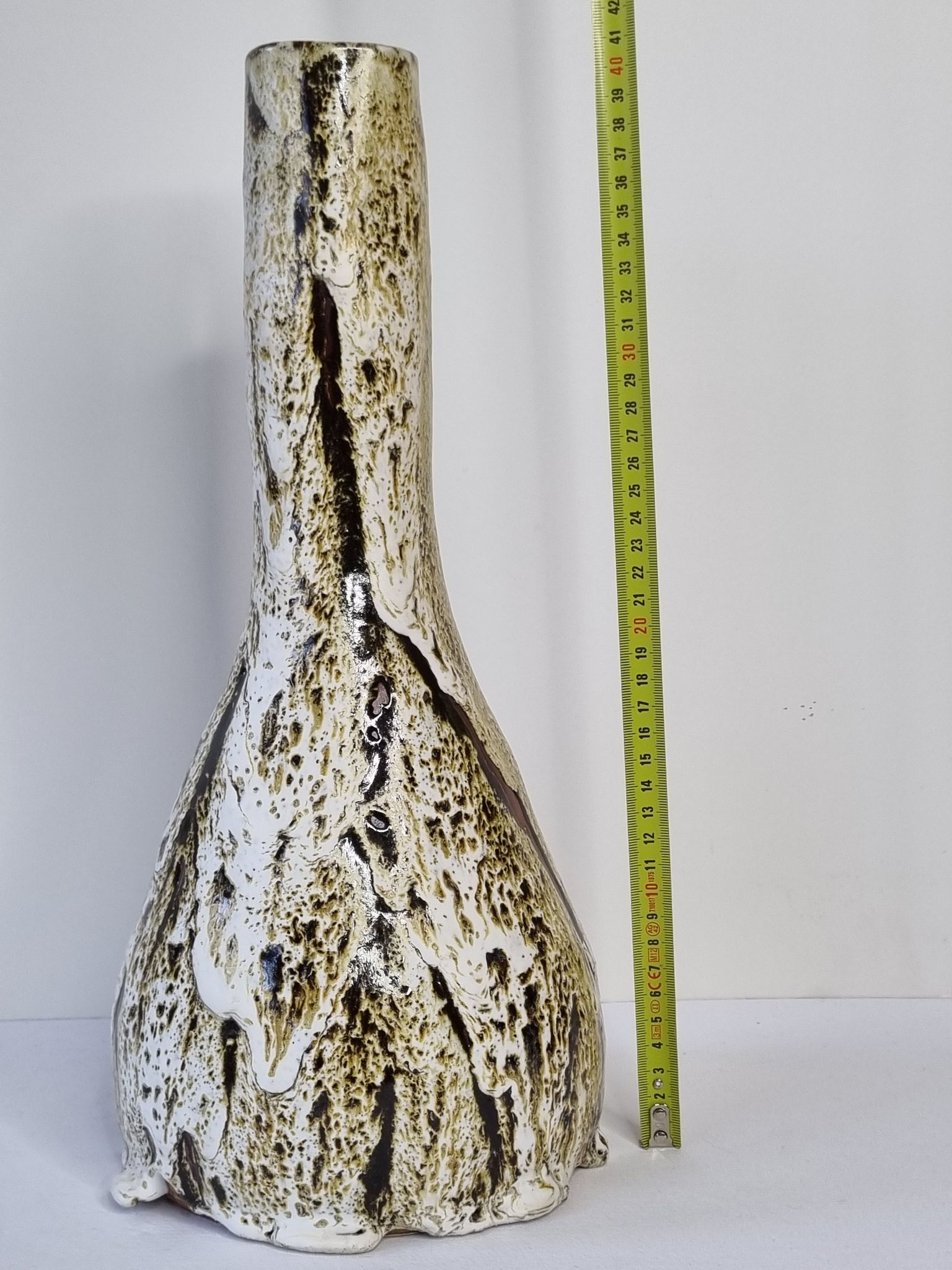 Fat lava glazed ceramic bottle vase