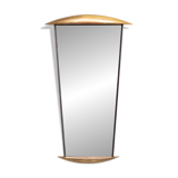 Post Modern Full-Length Wall Mirror in Gold Wood and Metal, 1980s Italy