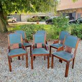 Set of six art deco mahogany chairs