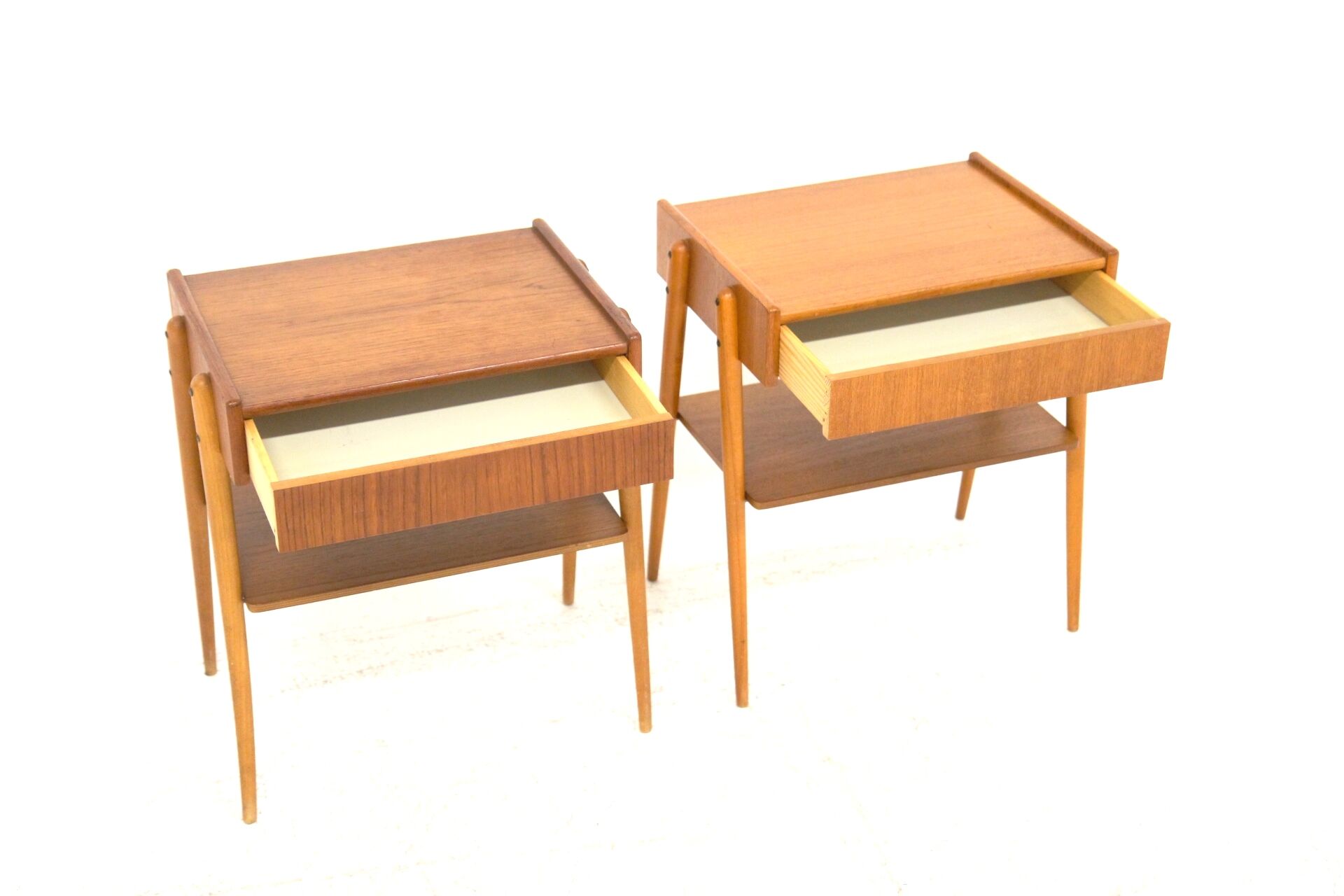 Set of 2 Scandinavian teak bedside tables, Carlström, Sweden, 1960