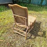 Old vintage rattan lounge chair