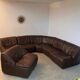 Large modular sofa with brown leather armchair 80s design dreipunkt vintage sofa