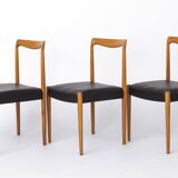 Set of 6 Vintage Lübke Dining Chairs 1970s Germany, Mid Century Beech Wood