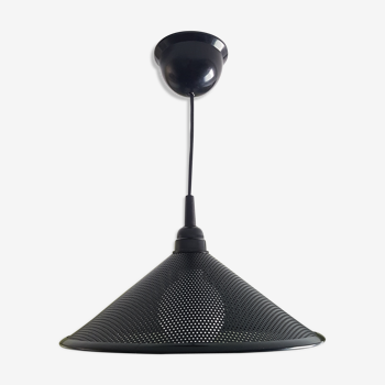 Black perforated hanging lamp années 80