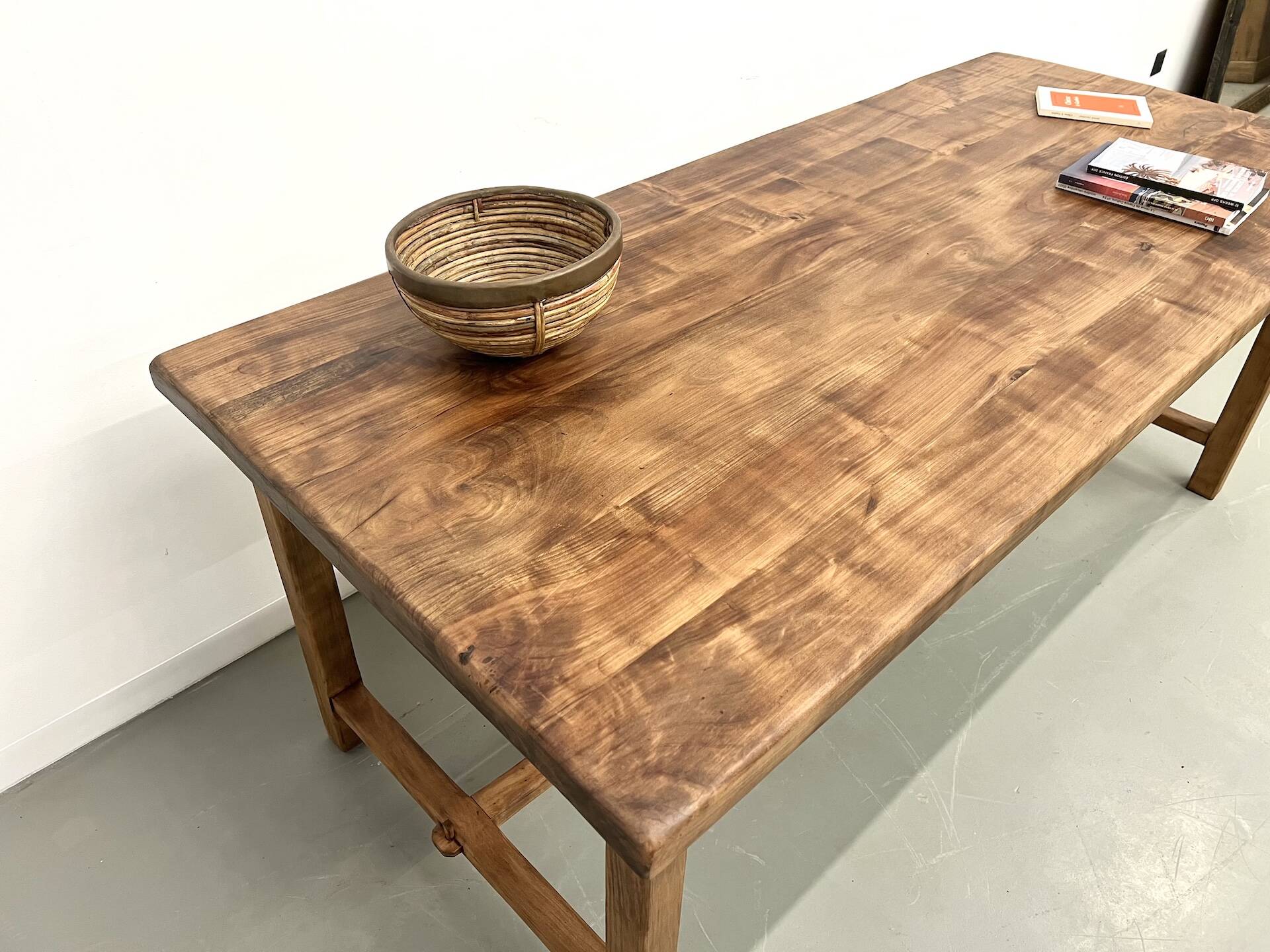 Antique farmhouse table in solid cherry wood