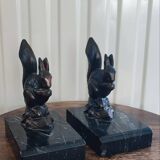Squirrel bookends signed Tedo, Art Deco