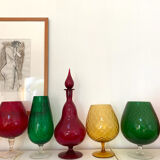 Large blown glass red carafe Blenko / Genie Bottle from the 1960s.