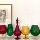 Large blown glass red carafe Blenko / Genie Bottle from the 1960s.