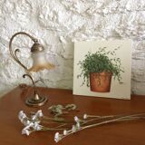 Old table lamp brass vintage tulip glass