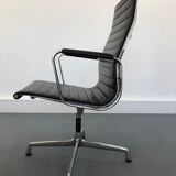 Black leather Ea-109 armchair by Charles Eames for Vitra