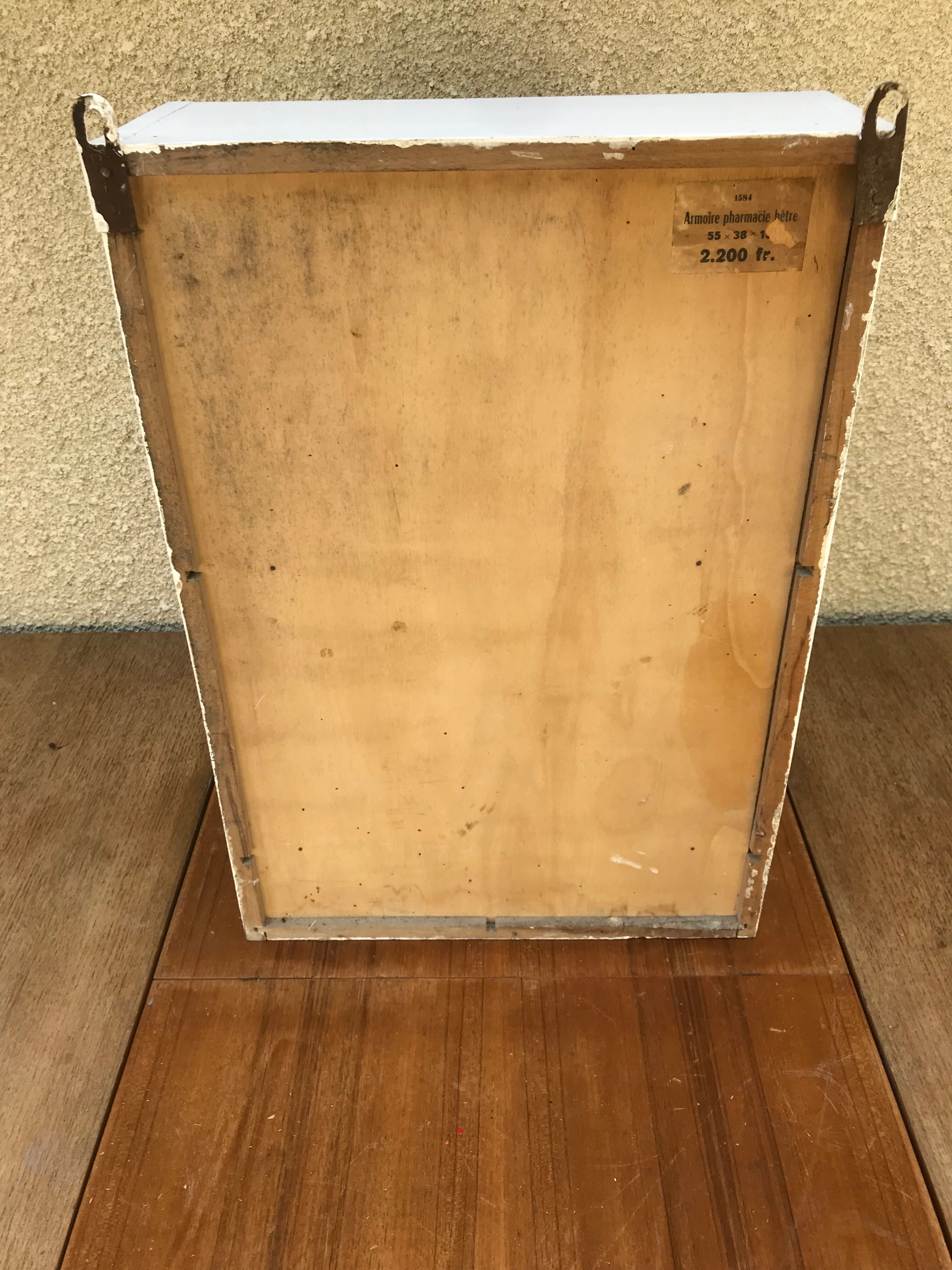 Old-wood white glass door -50s vintage drawer