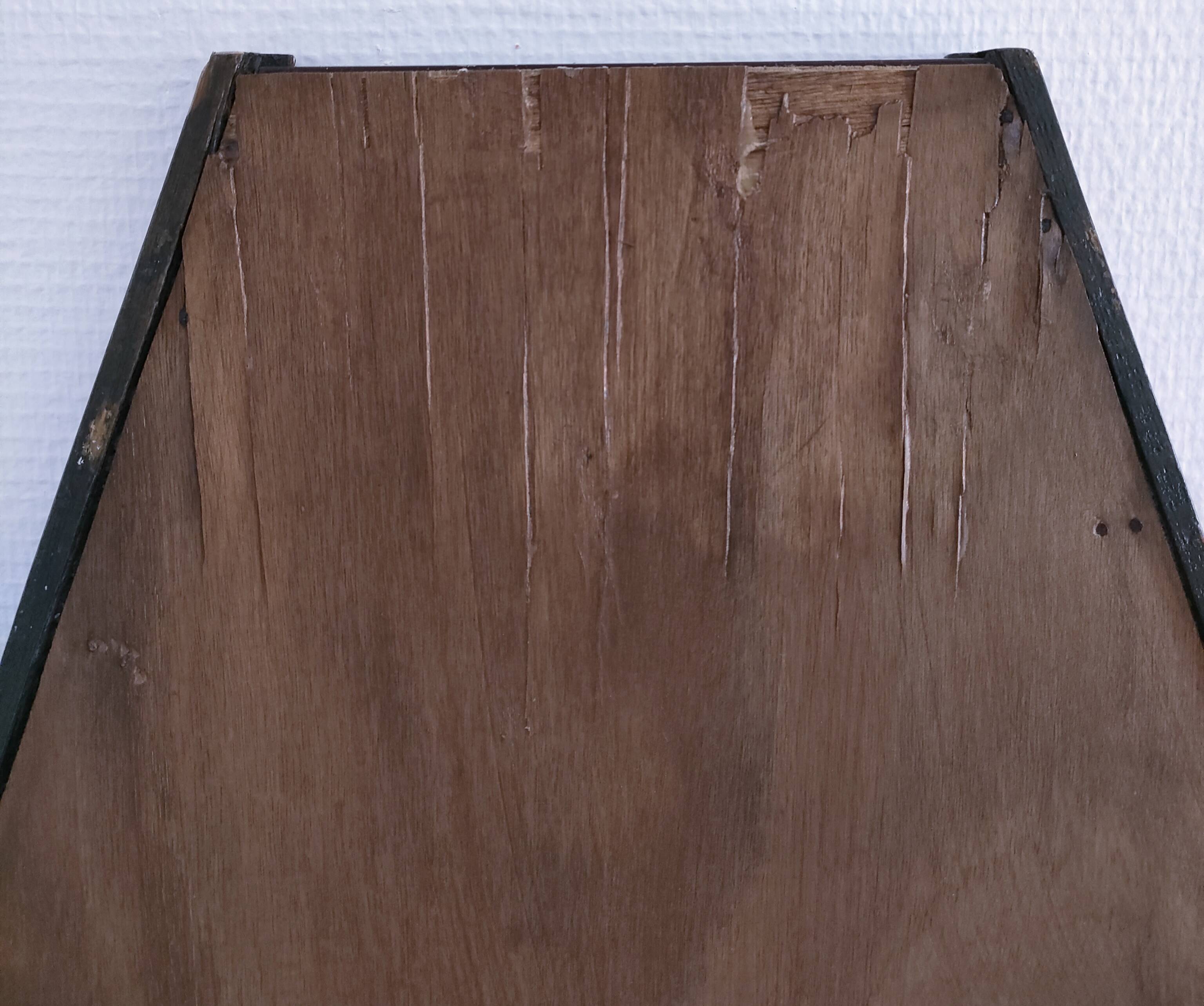 Miroir Art Déco en bois, stuc et passementerie