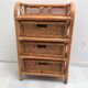 Rattan wicker storage cabinet with 3 vintage drawers