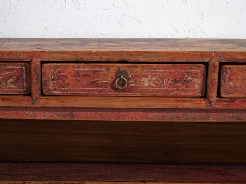 Old low cabinet painted in pine wood – China, around 1930