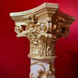 Italian Pedestal Column in White Lacquer and Gold Leaf