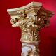 Italian Pedestal Column in White Lacquer and Gold Leaf