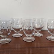 Set of 7 engraved crystal glasses