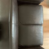 Brown leather club sofa