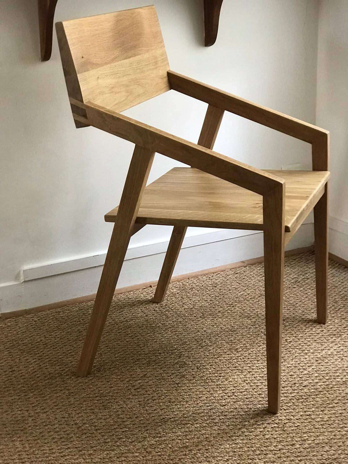 Set of 4 designer chairs in solid oak