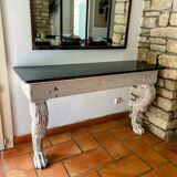 Empire style console table in wood and marble