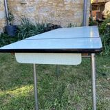Blue formica table with extensions