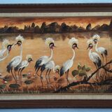 Old oil painting representing a landscape