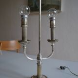 Bouillotte type lamp base in silver metal