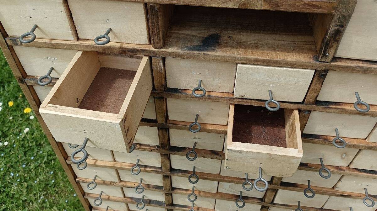 Restored workshop furniture. Industrial style. Vintage.