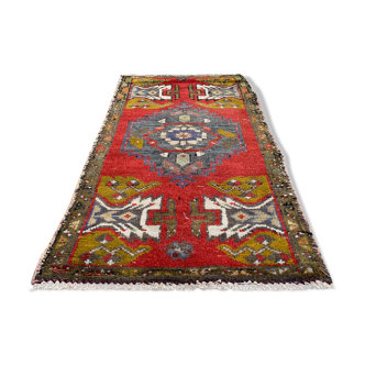 Small Vintage Turkish Rug 90x50 cm, Short Runner, Tribal, Shabby Chic