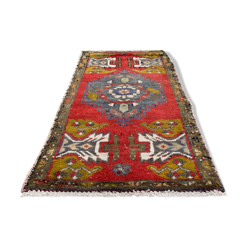 Small Vintage Turkish Rug 90x50 cm, Short Runner, Tribal, Shabby Chic