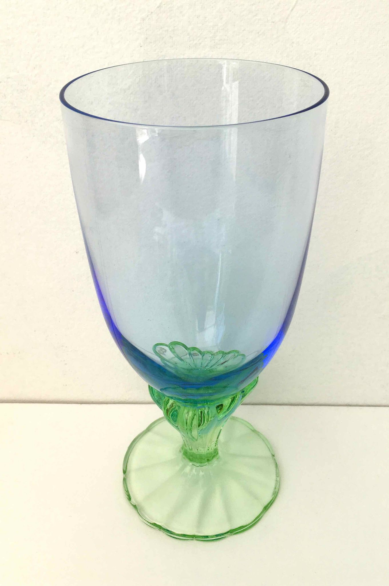 Blue green blown glass vase