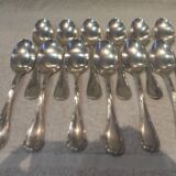 12 silver plated soup spoons by Christofle with Louis XVI ribbons