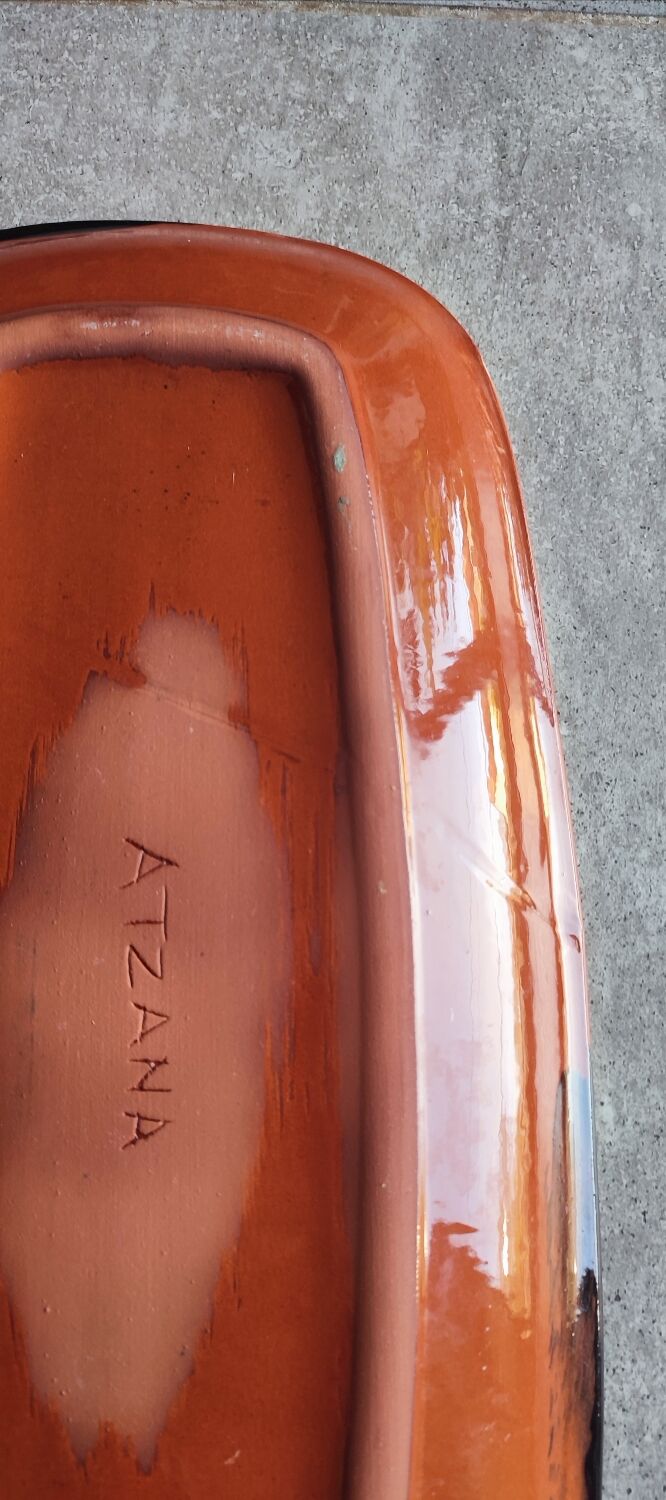 Elongated platter signed Thomas Buxó, Atzana workshop, modernist ceramics