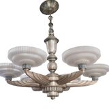 Petitot silver bronze art deco chandelier