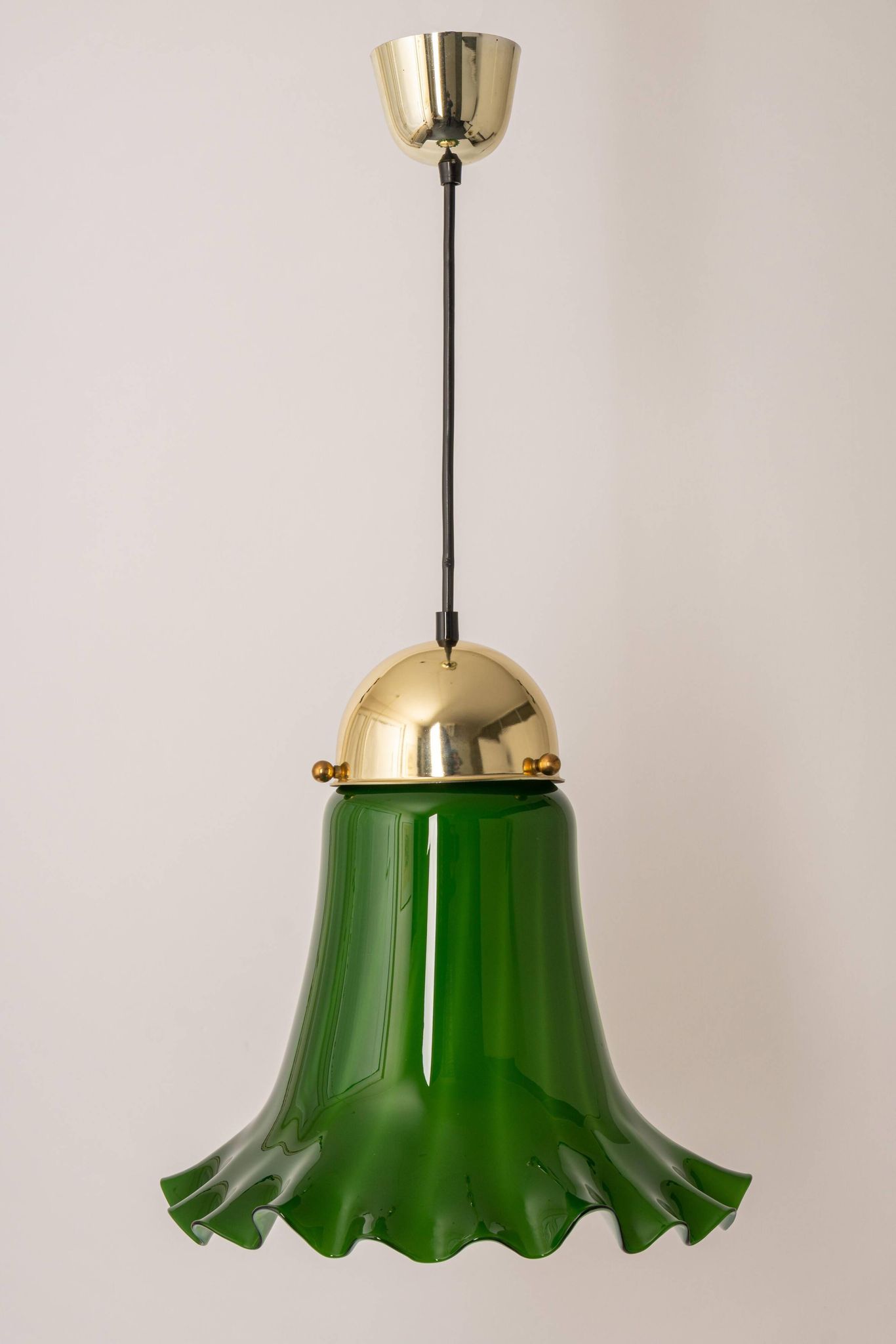 Green glass pendant by Peill & Putzler, Germany, 1970.