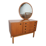 Vintage wooden round mirror MDK, 65 cm