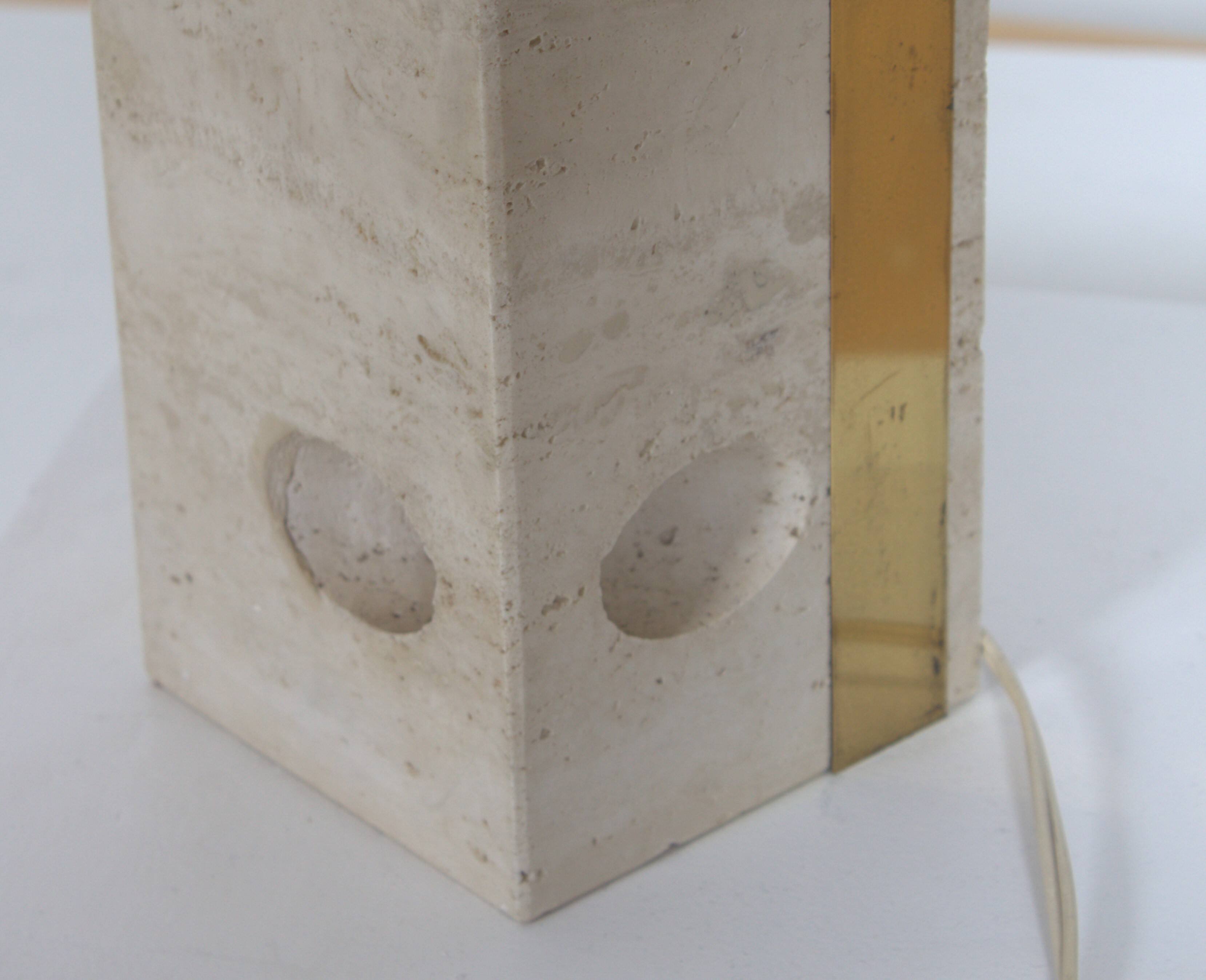 Vintage travertine table lamp attributed to Fratelli Mannelli, Italy, 1970s