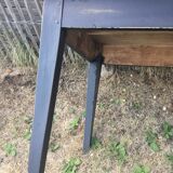 Farmhouse table in oak and poplar black patinated base and waxed wood top