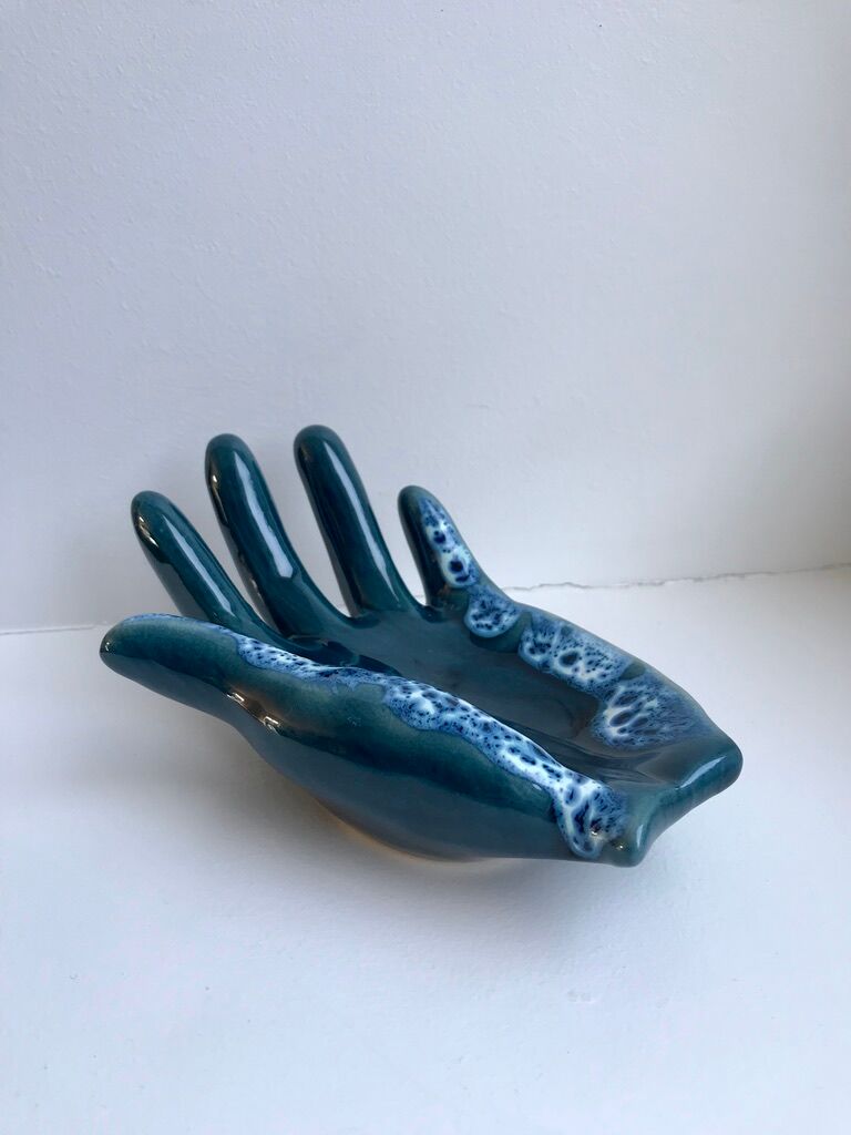 Empty pocket ceramic ring fat lava signed vallauris 70s