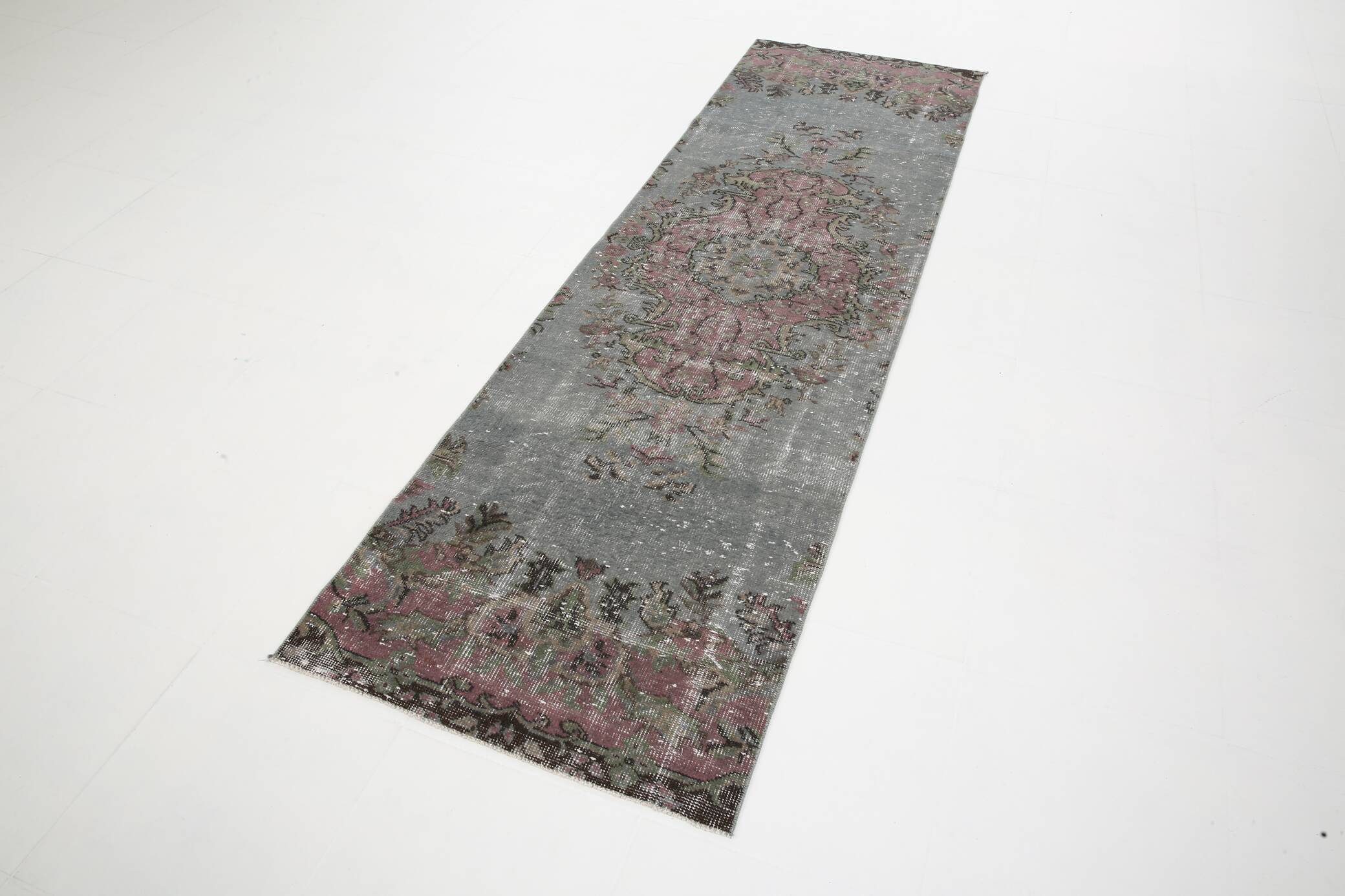 3x9 Soft Handmade Burgundy Vintage Runner Rug