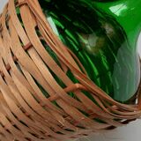 Demijohn green and wicker