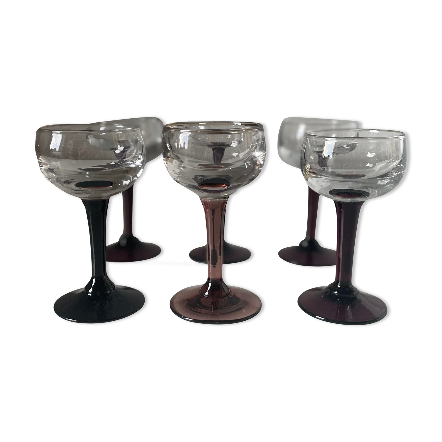 Set of 6 antique stemmed glasses